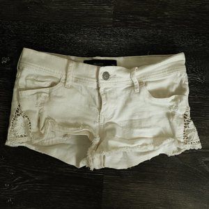 White Flower Hollister Denim Shorts